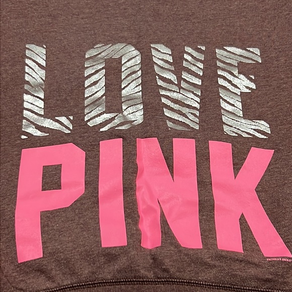 PINK Victoria’s Secret Size Medium Rare “LOVE PINK” Zebra Silver Neon Sweatshirt - Picture 4 of 8